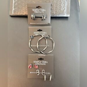 New on card 5 pairs Simply Vera Wang gunmetal earrings